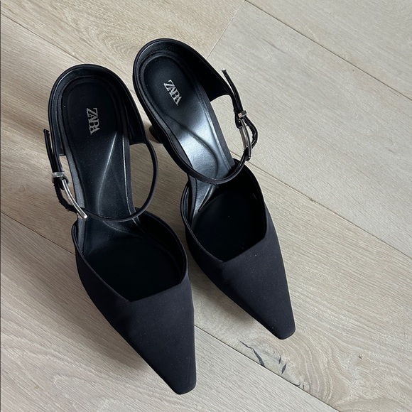 Zara heels mules black satin - Picture 1 of 4